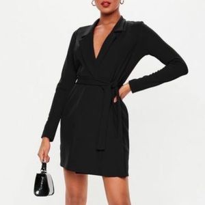 Missguided black blazer wrap dress